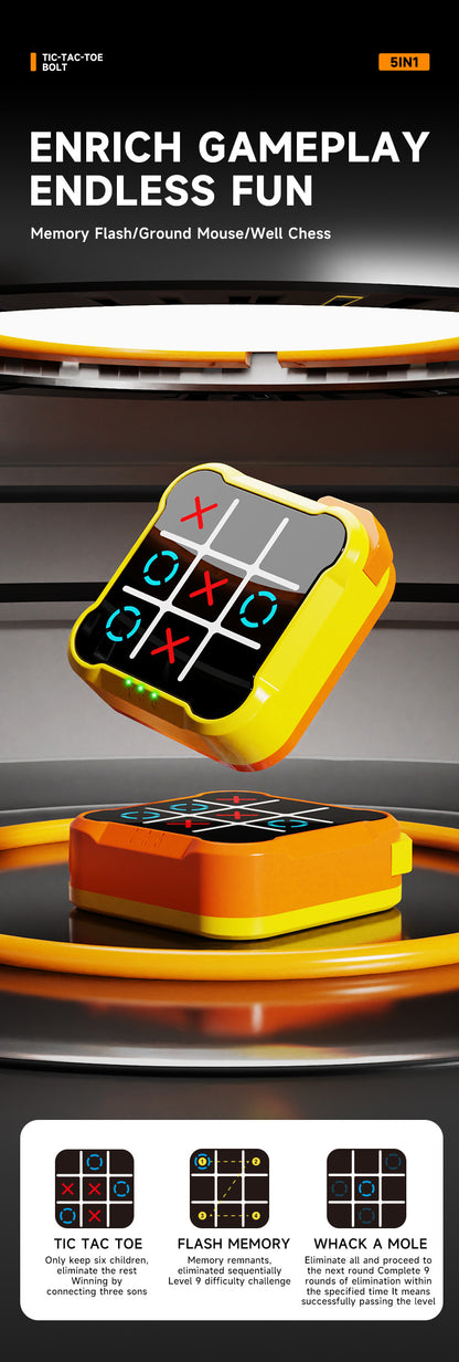 Orange All-in-One Tic-Tac-Toe Desktop Game - Portable Family Interactive Board Toy, Brain Training Puzzle & V888-ELOSUNG42556