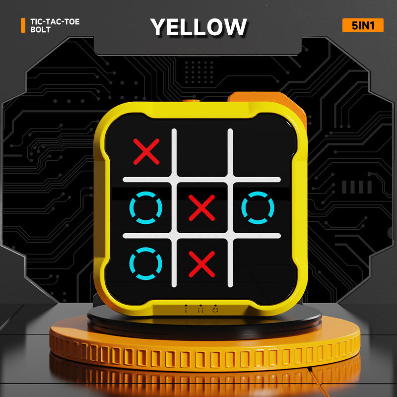 Yellow All-in-One Tic-Tac-Toe Desktop Game - Portable Family Interactive Board Toy, Brain Training Puzzle & V888-ELOSUNG42557