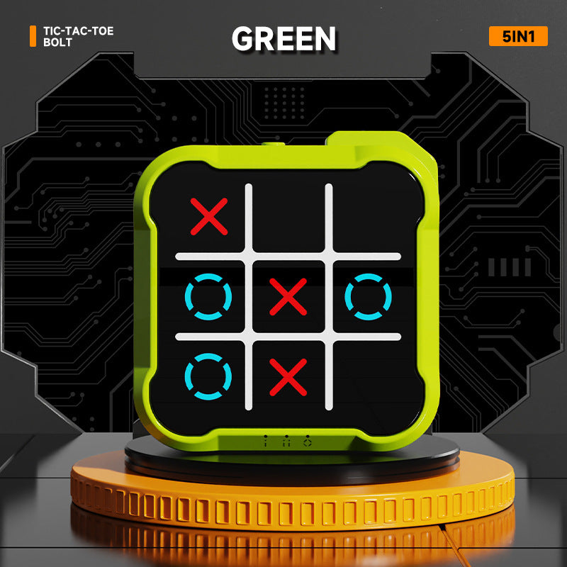 Green All-in-One Tic-Tac-Toe Desktop Game - Portable Family Interactive Board Toy, Brain Training Puzzle & V888-ELOSUNG42558