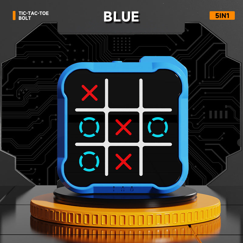 Blue All-in-One Tic-Tac-Toe Desktop Game - Portable Family Interactive Board Toy, Brain Training Puzzle & V888-ELOSUNG42559