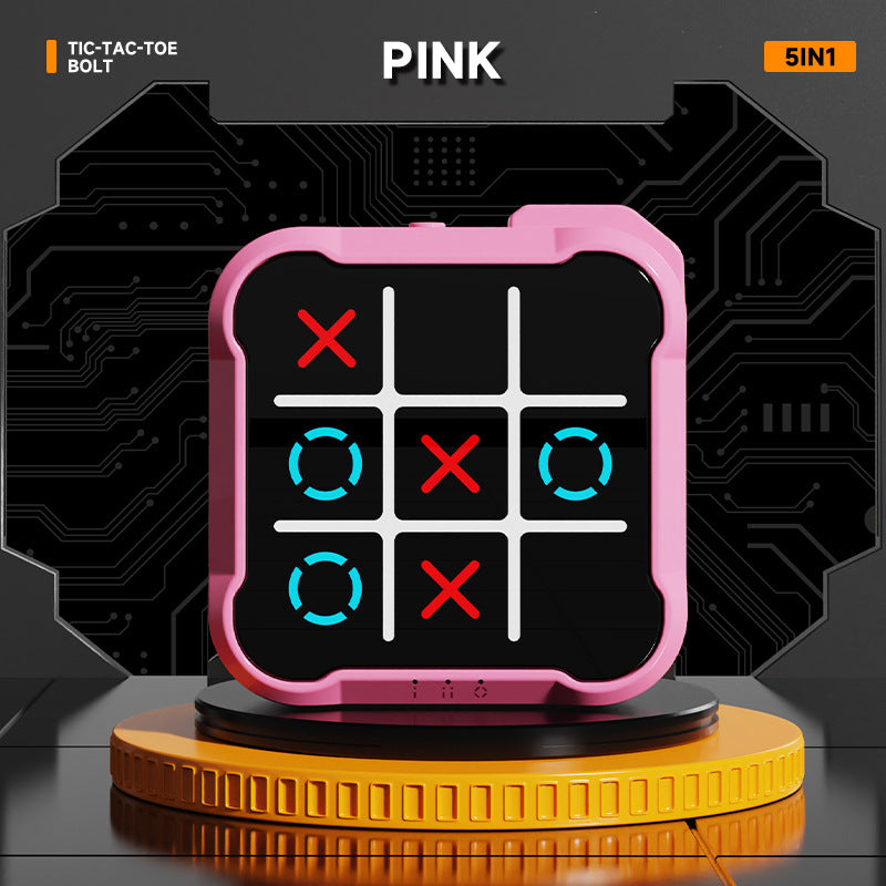 Pink All-in-One Tic-Tac-Toe Desktop Game - Portable Family Interactive Board Toy, Brain Training Puzzle & V888-ELOSUNG42560