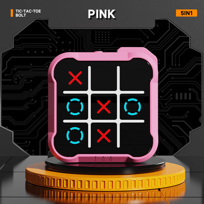 Pink All-in-One Tic-Tac-Toe Desktop Game - Portable Family Interactive Board Toy, Brain Training Puzzle & V888-ELOSUNG42560