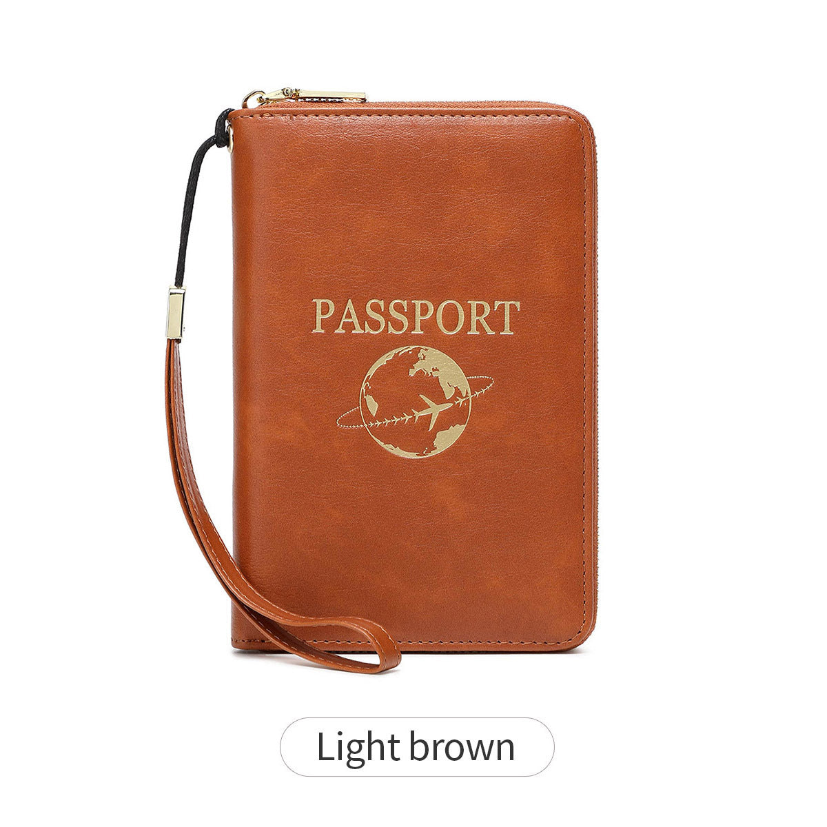 Light Brown RFID Blocking Travel Passport Holder - Multi-functional Waterproof PU Leather Security Travel V888-ELOSUNG42569