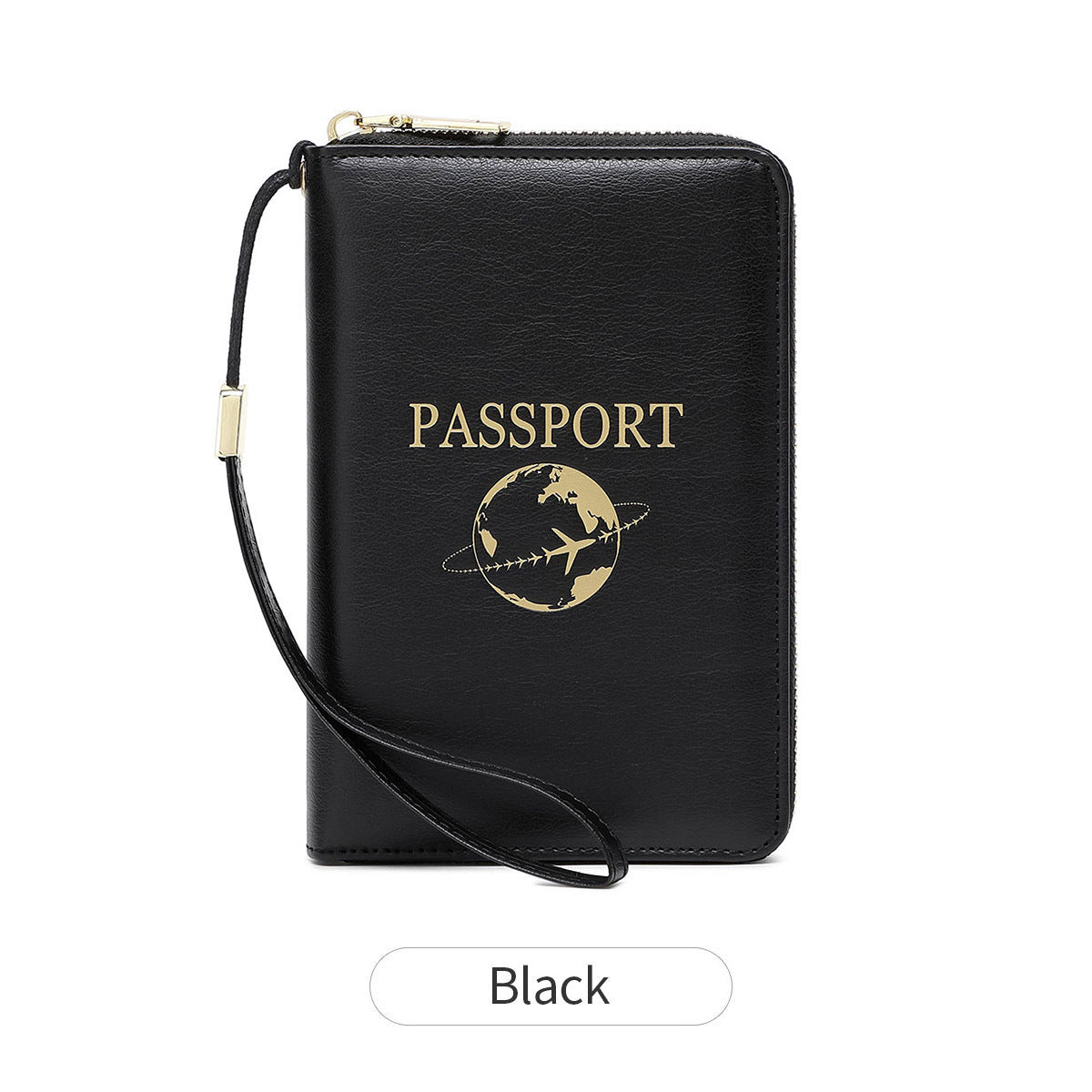 Black RFID Blocking Travel Passport Holder - Multi-functional Waterproof PU Leather Security Travel Wallet V888-ELOSUNG42570