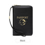 Black RFID Blocking Travel Passport Holder - Multi-functional Waterproof PU Leather Security Travel Wallet V888-ELOSUNG42570