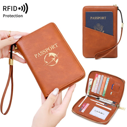 Peacock Blue RFID Blocking Travel Passport Holder - Multi-functional Waterproof PU Leather Security Travel V888-ELOSUNG42571