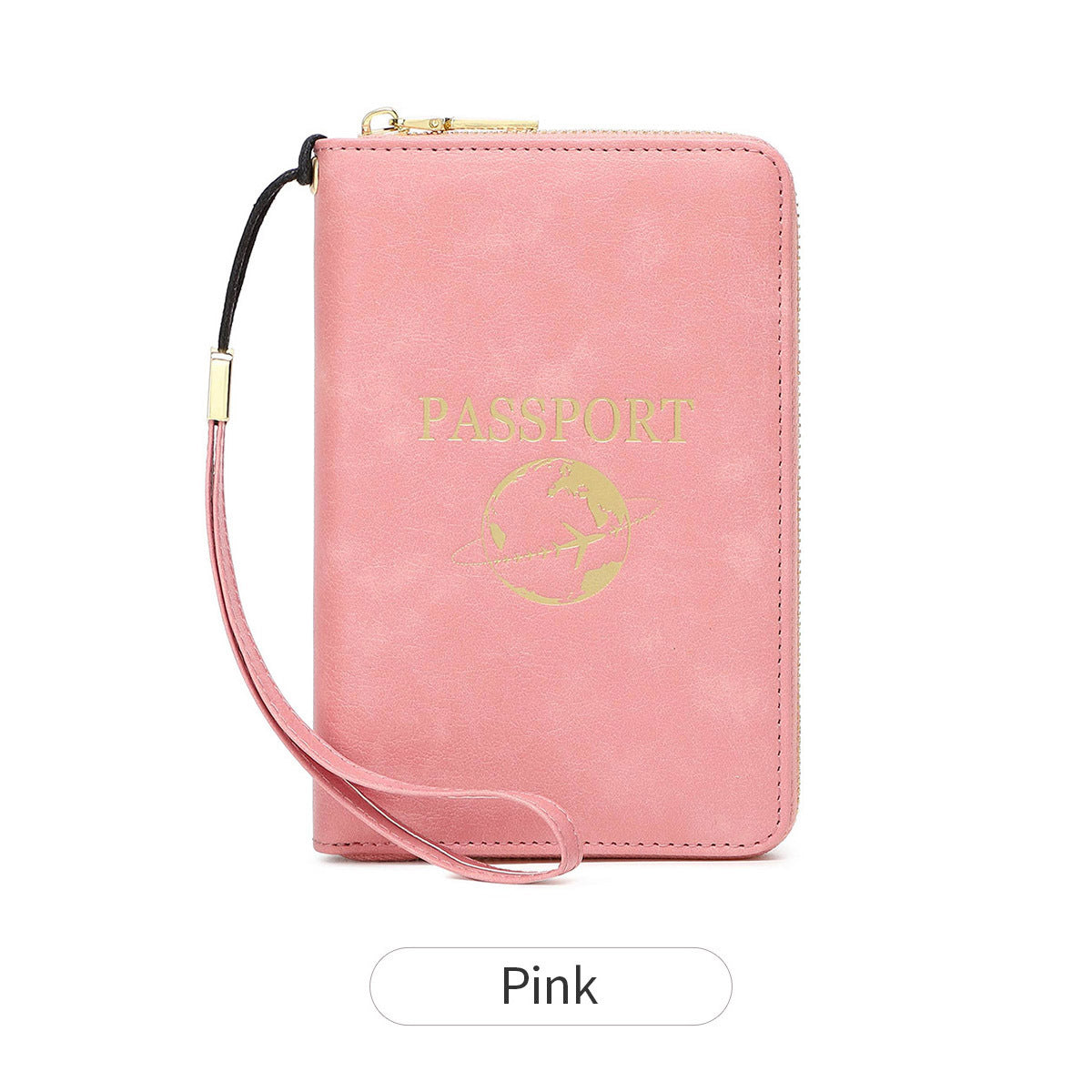 Pink RFID Blocking Travel Passport Holder - Multi-functional Waterproof PU Leather Security Travel Wallet V888-ELOSUNG42572