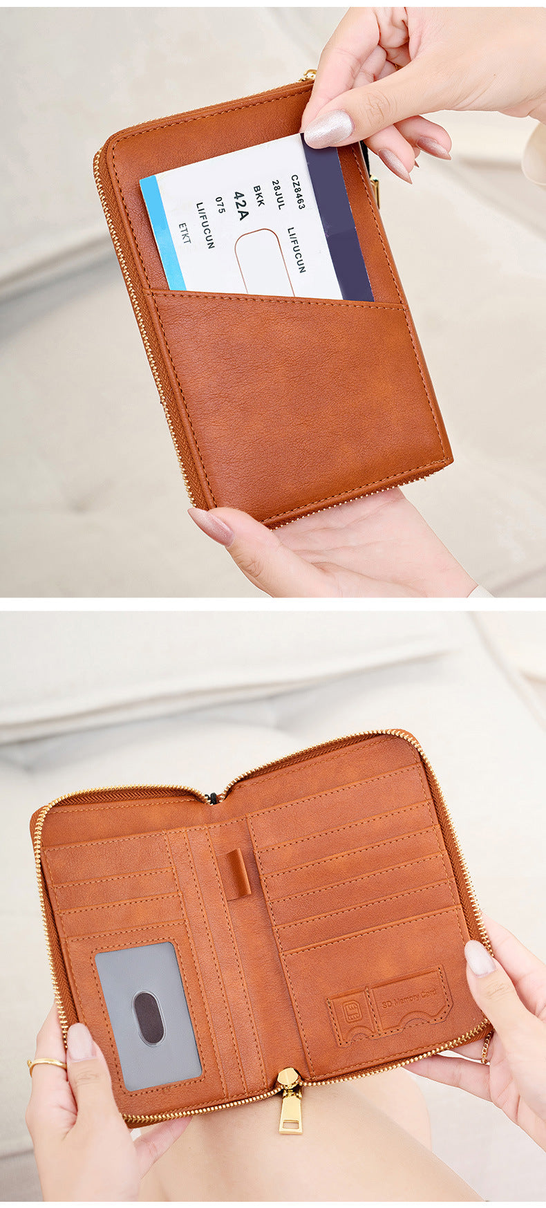 Pink RFID Blocking Travel Passport Holder - Multi-functional Waterproof PU Leather Security Travel Wallet V888-ELOSUNG42572