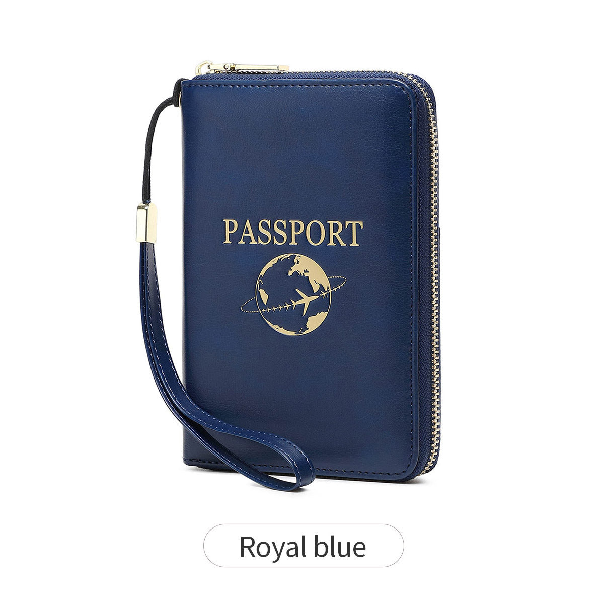 Royal Blue RFID Blocking Travel Passport Holder - Multi-functional Waterproof PU Leather Security Travel V888-ELOSUNG42573