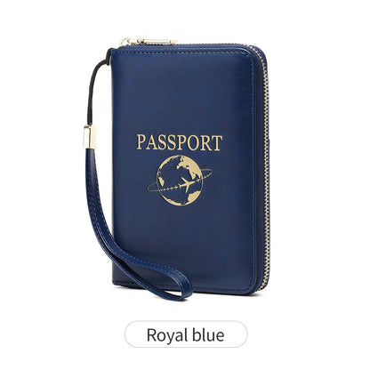 Royal Blue RFID Blocking Travel Passport Holder - Multi-functional Waterproof PU Leather Security Travel V888-ELOSUNG42573