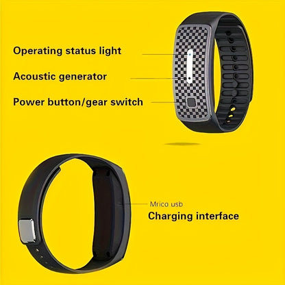 2-Pack White Portable Ultrasonic Mosquito Repellent Bracelet - Watch Style Insect Repeller, Pure Physical V888-ELOSUNG42584