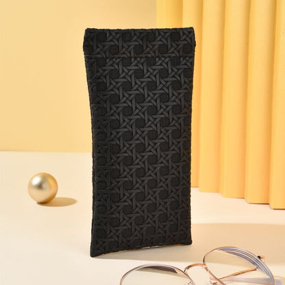 3-Pack Black Woven Texture Eyeglass Cases - Retro PU Leather Anti-Pressure Glasses Pouch V888-ELOSUNG42593