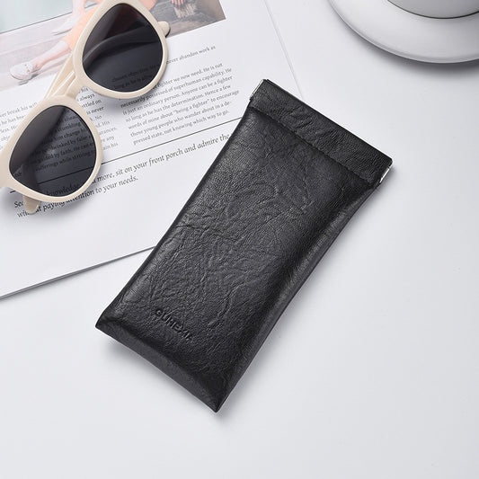 3-Pack Black Retro Texture Eyeglass Cases - PU Leather Anti-Pressure Glasses Pouch V888-ELOSUNG42596