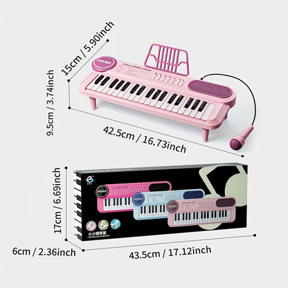 Portable Kids' Electronic Piano with Sheet Music and Microphone - Professional 37-Key Tactile Feedback, V888-ELOSUNG42605