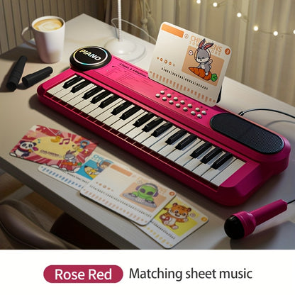 Portable Kids' Electronic Piano with Sheet Music and Microphone - Professional 37-Key Tactile Feedback, V888-ELOSUNG42606
