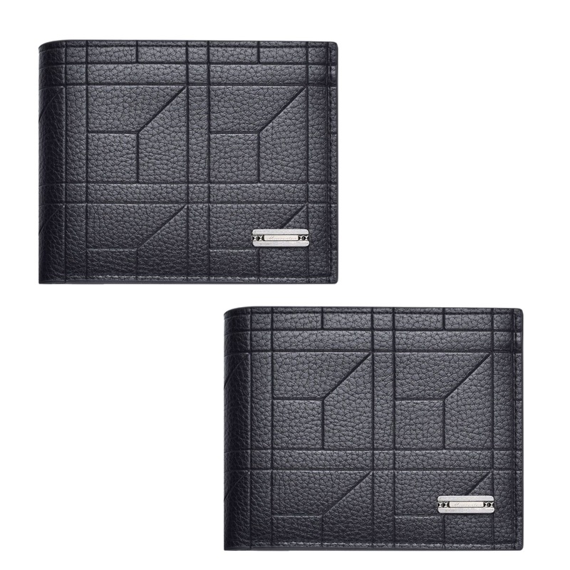 2-Pack Black Men's Ultra-Thin PU Leather Wallet - Compact & Stylish Bi-fold Purse with Multiple Card Slots V888-ELOSUNG42610