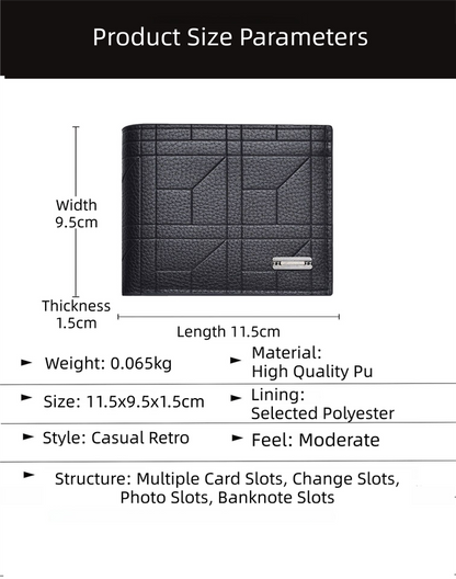 2-Pack Light Brown Men's Ultra-Thin PU Leather Wallet - Compact & Stylish Bi-fold Purse with Multiple Card V888-ELOSUNG42611