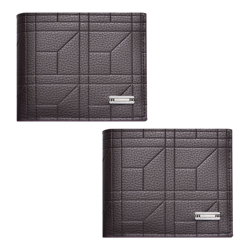 2-Pack Dark Brown Men's Ultra-Thin PU Leather Wallet - Compact & Stylish Bi-fold Purse with Multiple Card V888-ELOSUNG42612
