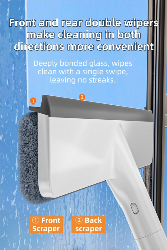 3-in-1 Spray Window Squeegee with 35cm Clean-Panel & 115cm Extension Pole - Multi-functional Spray, Scrub & V888-ELOSUNG42615