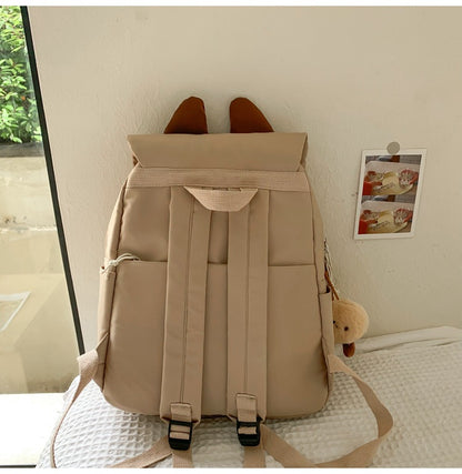 Black Lightweight Nylon Waterproof Schoolbag for Children - Large Capacity Daypack with Ugly-Cute Cat Design V888-ELOSUNG42616