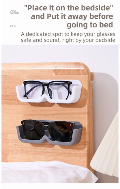 3-Pack Wall-Mounted Glasses Organizer - PET Bedside Bathroom Eyewear Storage Shelf, Anti-Pressure & V888-ELOSUNG42640