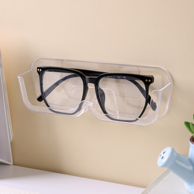 3-Pack Wall-Mounted Glasses Organizer - PET Bedside Bathroom Eyewear Storage Shelf, Anti-Pressure & V888-ELOSUNG42642