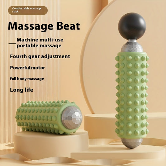 Green Portable Electric Yoga Massage Roller - Handheld Fitness Recovery Tool, Deep Tissue Muscle Relaxer & V888-ELOSUNG42662