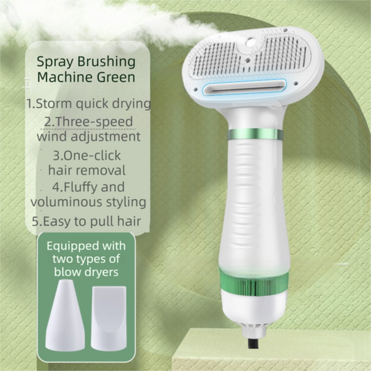 Green 6-in-1 Pet Grooming Hair Dryer with Noise-Reduction - Lightweight Handheld Blow Dryer & Mist Slicker V888-ELOSUNG42670