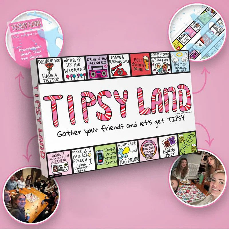 Tipsy Land Party Card & Board Set - Premium Drinking Game and Hilarious Social Icebreaker for Parties & Game V888-ELOSUNG42672