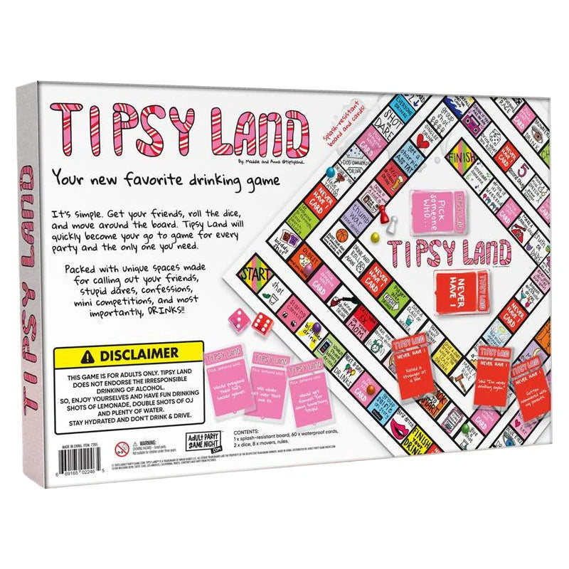 Tipsy Land Party Card & Board Set - Premium Drinking Game and Hilarious Social Icebreaker for Parties & Game V888-ELOSUNG42672