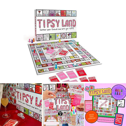 Tipsy Land Party Card & Board Set - Premium Drinking Game and Hilarious Social Icebreaker for Parties & Game V888-ELOSUNG42672