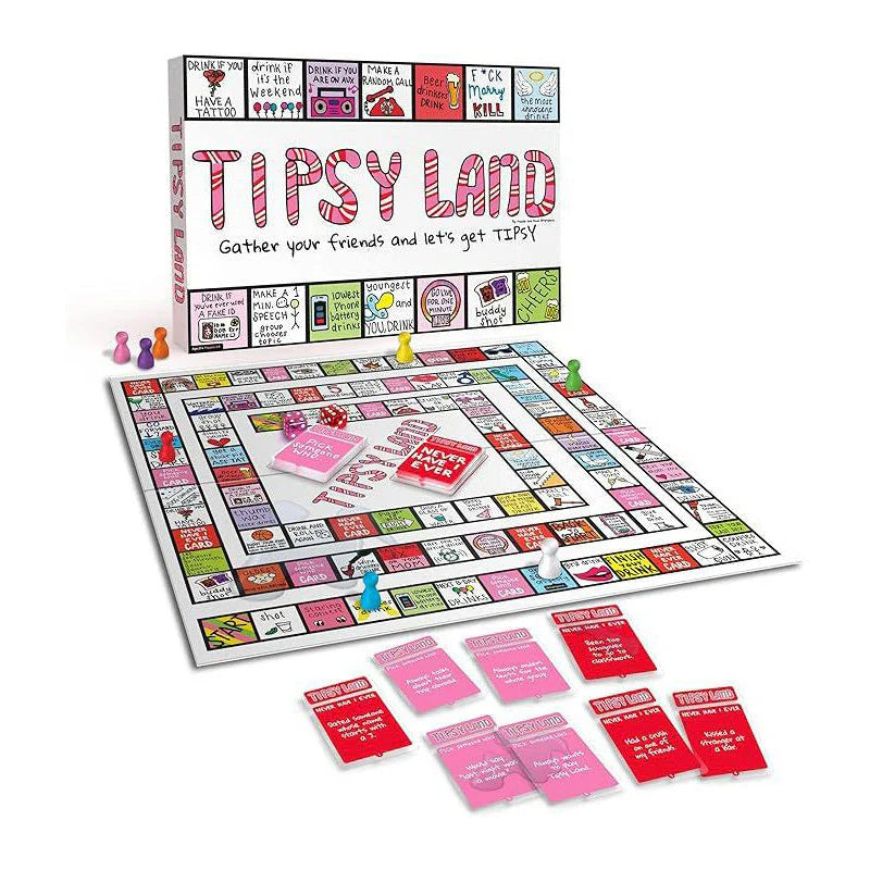 Tipsy Land Party Card & Board Set - Premium Drinking Game and Hilarious Social Icebreaker for Parties & Game V888-ELOSUNG42672