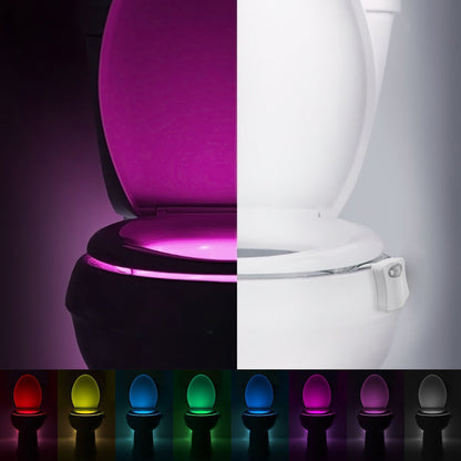 8-Color LED Toilet Night Light - Universal Fit Smart Motion Activated Bathroom Bowl Light, Multi-Color Cycle V888-ELOSUNG42673