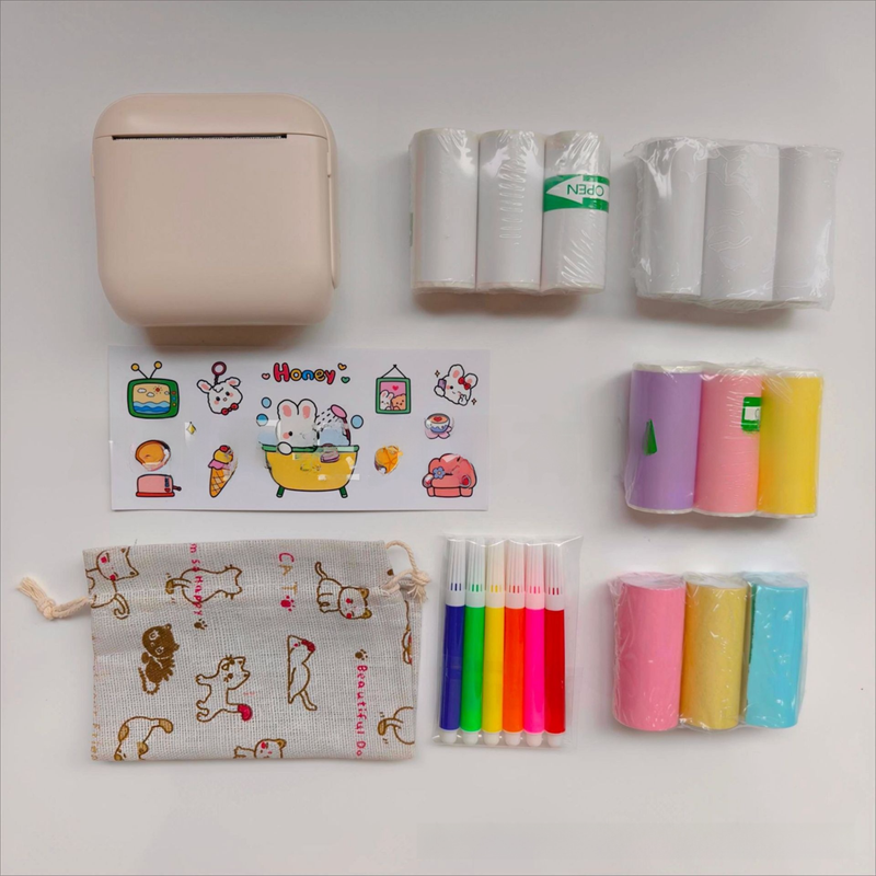 White X6 Mini Portable Bluetooth Instant Photo & Note Printer for Students - Deluxe 20-Piece Gift Set with 12 V888-ELOSUNG42683