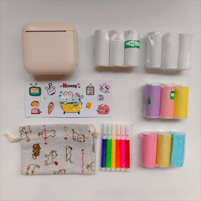 White X6 Mini Portable Bluetooth Instant Photo & Note Printer for Students - Deluxe 20-Piece Gift Set with 12 V888-ELOSUNG42683