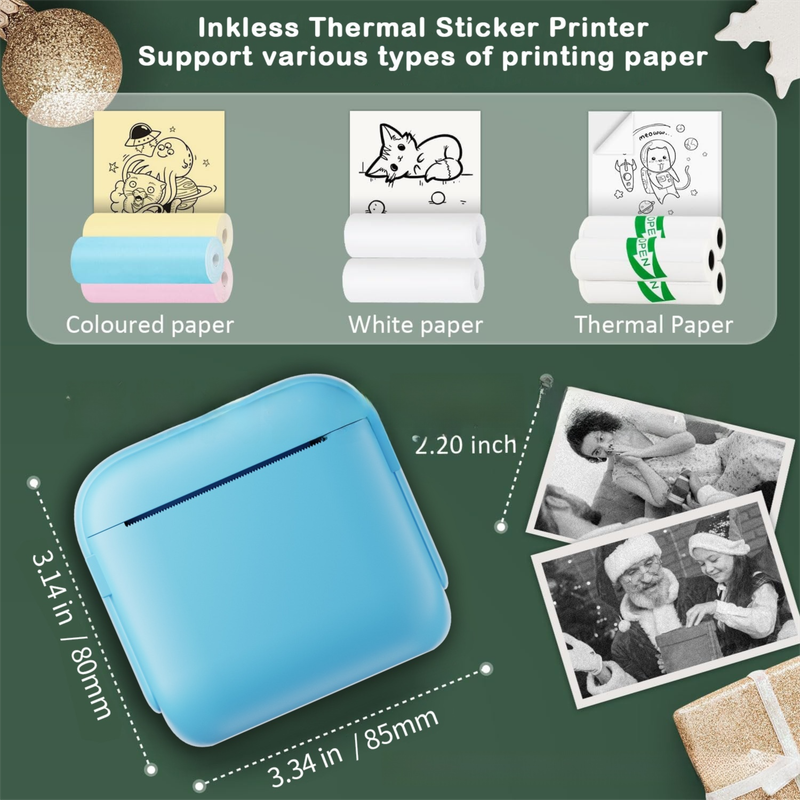 White X6 Mini Portable Bluetooth Instant Photo & Note Printer for Students - Deluxe 20-Piece Gift Set with 12 V888-ELOSUNG42683