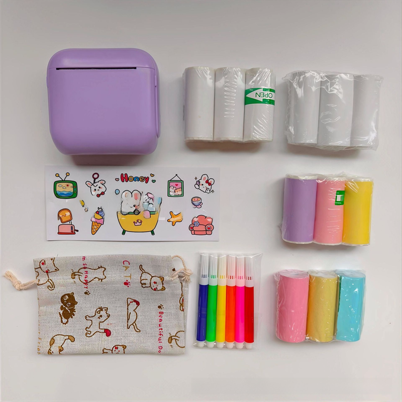 Purple X6 Mini Portable Bluetooth Instant Photo & Note Printer for Students - Deluxe 20-Piece Gift Set with V888-ELOSUNG42684