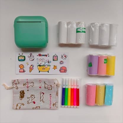 Green X6 Mini Portable Bluetooth Instant Photo & Note Printer for Students - Deluxe 20-Piece Gift Set with 12 V888-ELOSUNG42685