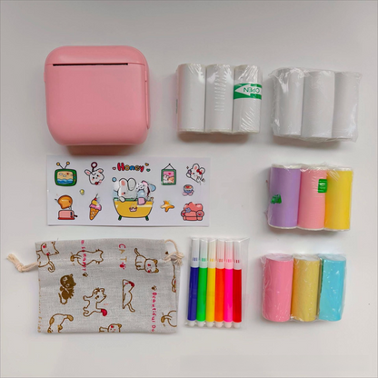 Pink X6 Mini Portable Bluetooth Instant Photo & Note Printer for Students - Deluxe 20-Piece Gift Set with 12 V888-ELOSUNG42687