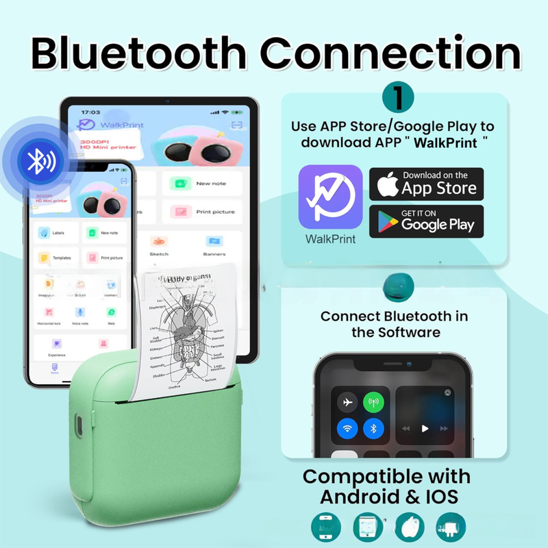 Pink X6 Mini Portable Bluetooth Instant Photo & Note Printer for Students - Deluxe 20-Piece Gift Set with 12 V888-ELOSUNG42687