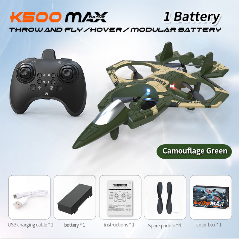 Camouflage Green 2.4G Remote Control Stunt Fighter Drone - Manual Toss Launch, One-Key Operation for 360 V888-ELOSUNG42690