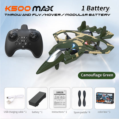 Camouflage Green 2.4G Remote Control Stunt Fighter Drone - Manual Toss Launch, One-Key Operation for 360 V888-ELOSUNG42690
