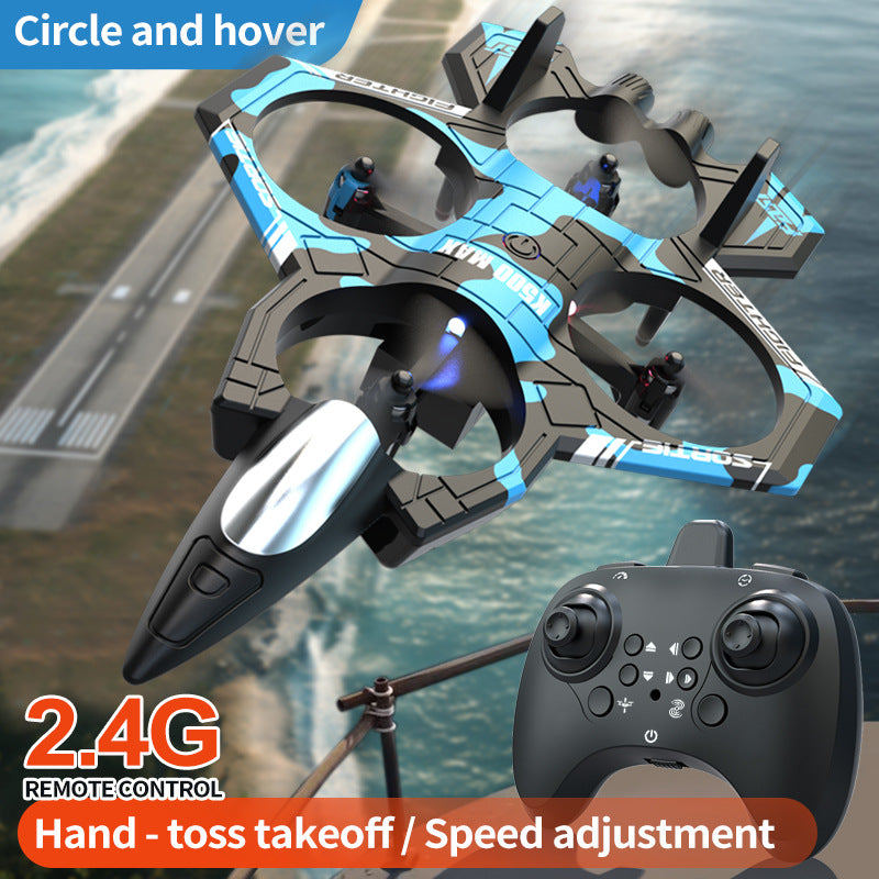 Camouflage Green 2.4G Remote Control Stunt Fighter Drone - Manual Toss Launch, One-Key Operation for 360 V888-ELOSUNG42690