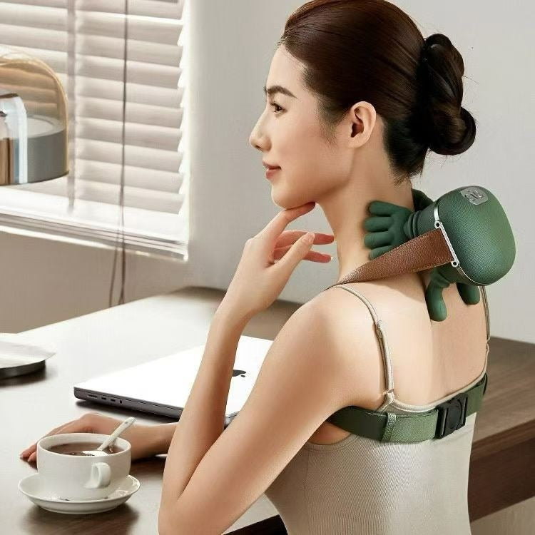 Wireless 4D Bionic 10-Fingers Shoulder & Neck Massager - EMS Micro-current & Vibration Neck Reliever with V888-ELOSUNG42708