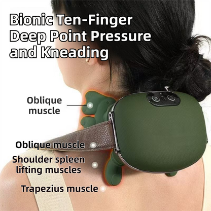 Wireless 4D Bionic 10-Fingers Shoulder & Neck Massager - EMS Micro-current & Vibration Neck Reliever with V888-ELOSUNG42708