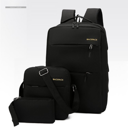 Black 3-PCS Multi-Functional & Lightweight Backpacks Set for Students - Large Capacity Durable Travel Daypack V888-ELOSUNG42712