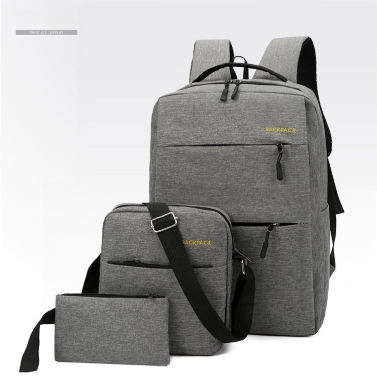 Grey 3-PCS Multi-Functional & Lightweight Backpacks Set for Students - Large Capacity Durable Travel Daypack V888-ELOSUNG42713