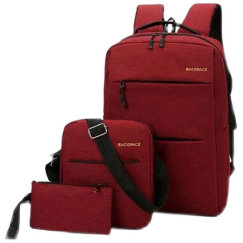 Red 3-PCS Multi-Functional & Lightweight Backpacks Set for Students - Large Capacity Durable Travel Daypack V888-ELOSUNG42714