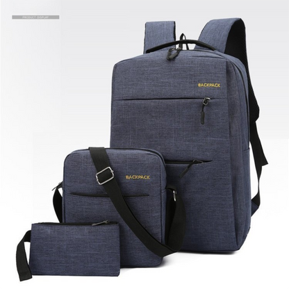 Blue 3-PCS Multi-Functional & Lightweight Backpacks Set for Students - Large Capacity Durable Travel Daypack V888-ELOSUNG42715