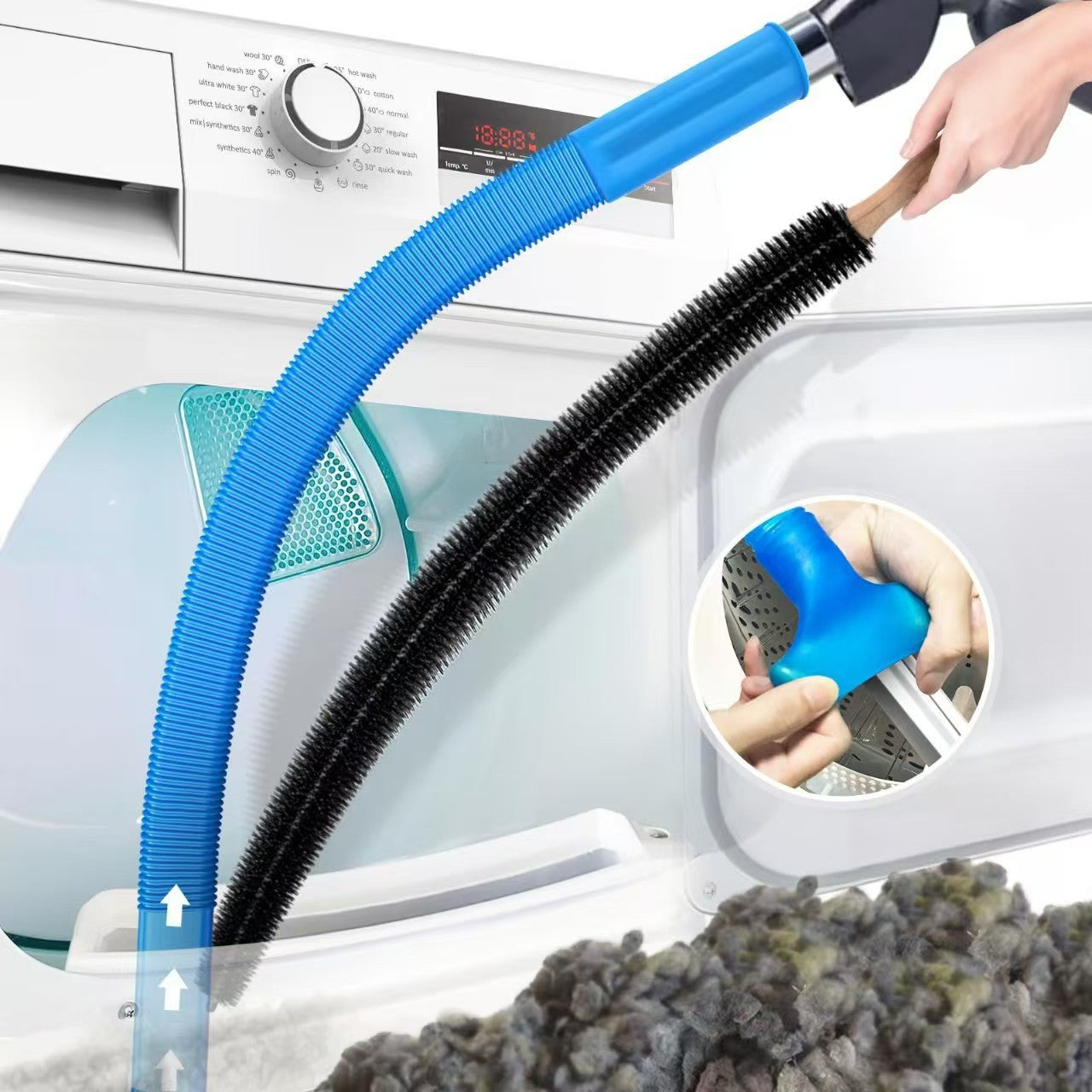 Sealegend Dryer Vent & Washing Machine Deep Cleaner Kit - 8M Flexible Vacuum Hose Attachment & Lint Brush V888-ELOSUNG42716